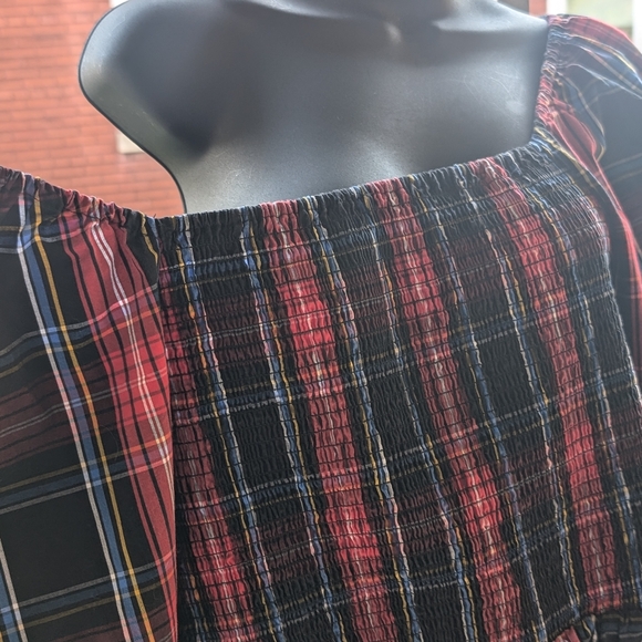 Tartan plaid smocked peplum top - Picture 5 of 6